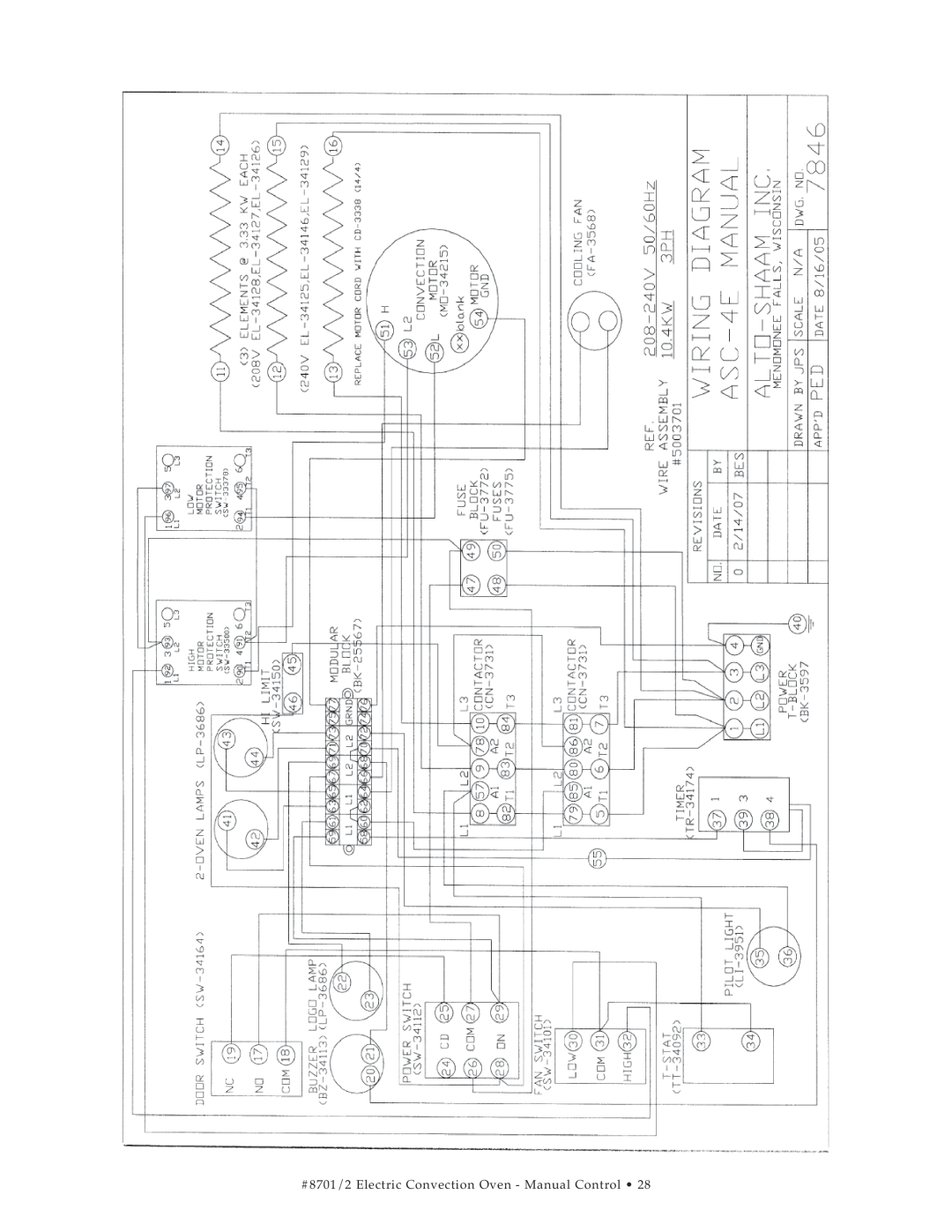 Cisco Systems ASC-4E, ASC-2E manual #8701/2 Electric Convection Oven - Manual Control 