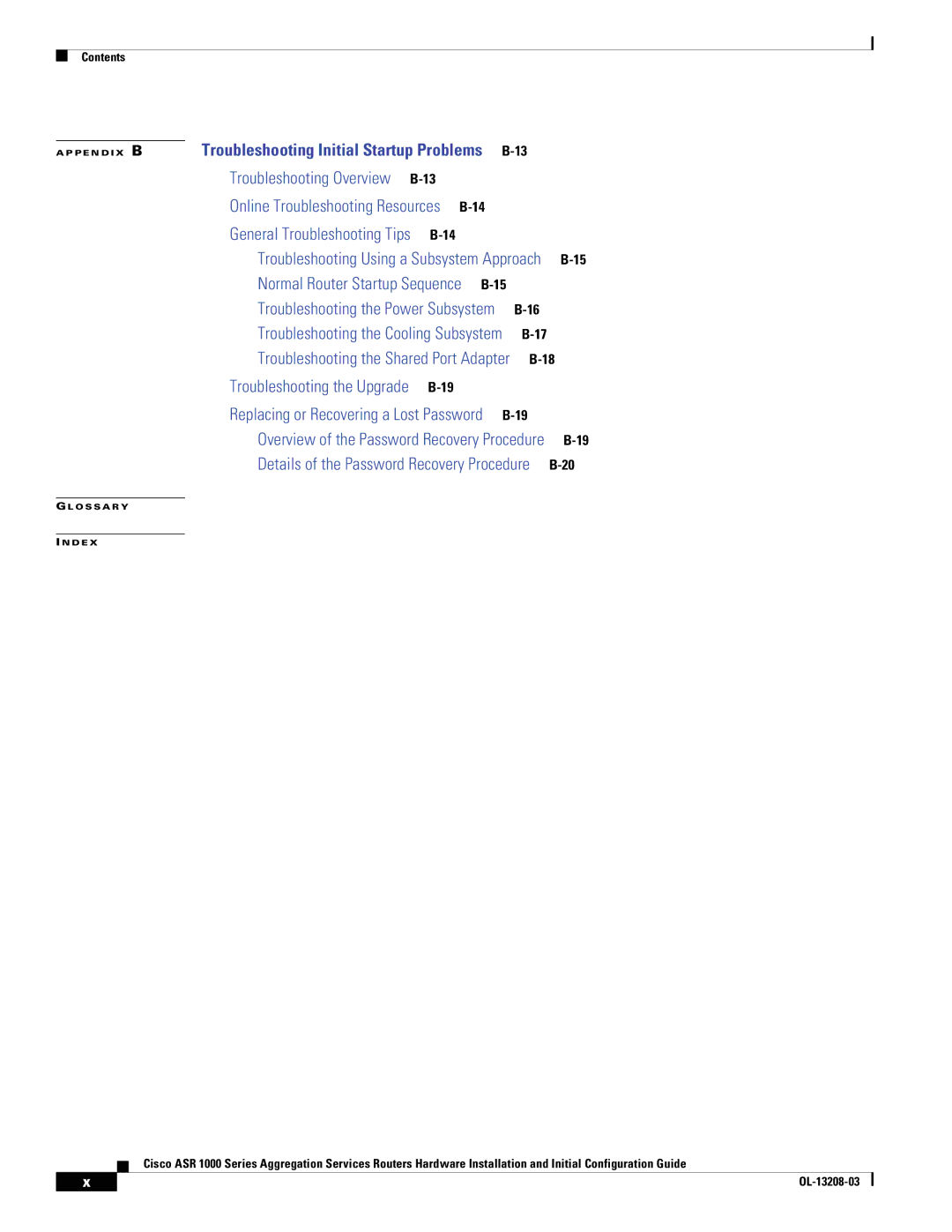 Cisco Systems ASR 1000 Series manual Troubleshooting Overview B-13 