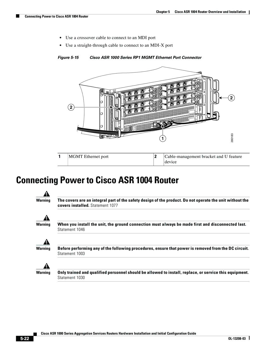 Cisco Systems ASR 1000 Series manual Connecting Power to Cisco ASR 1004 Router 