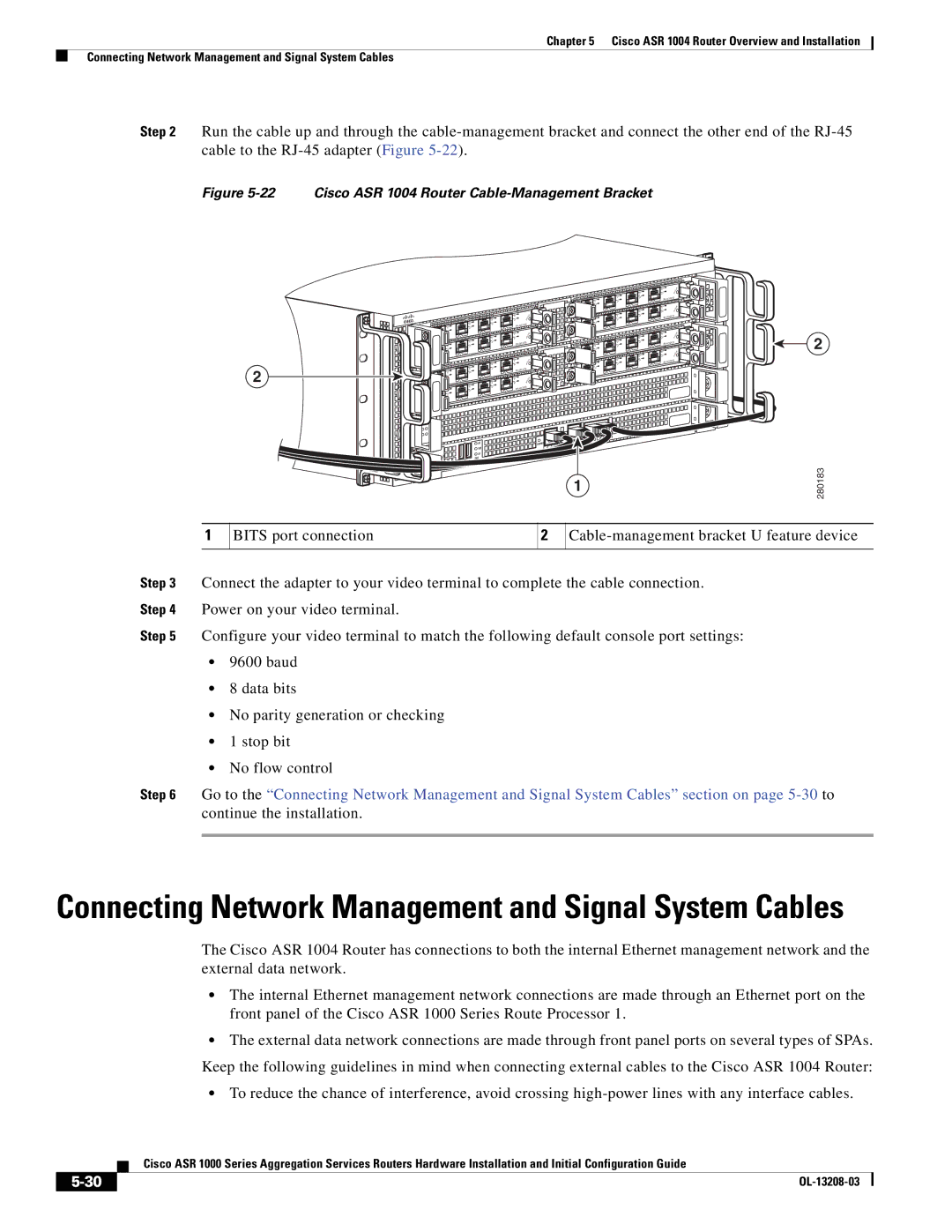 Cisco Systems ASR 1000 Series manual Connecting Network Management and Signal System Cables 