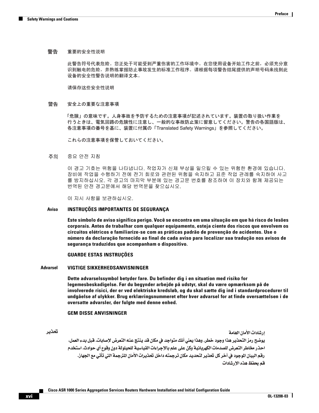 Cisco Systems ASR 1000 Series manual GEM Disse Anvisninger, Xvi 