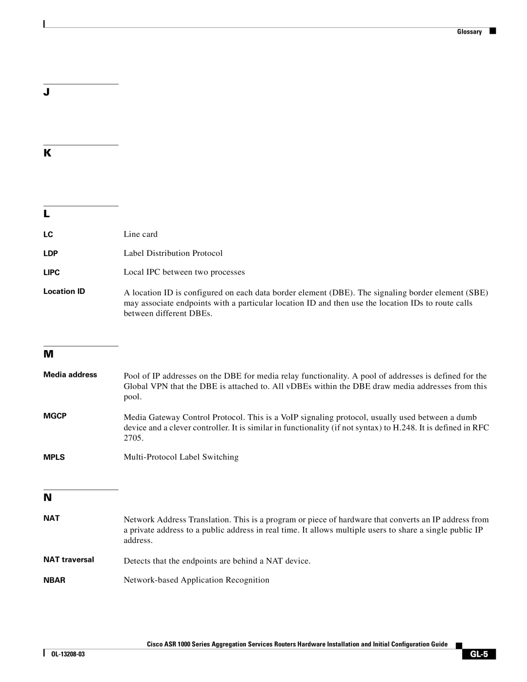 Cisco Systems ASR 1000 Series manual GL-5 