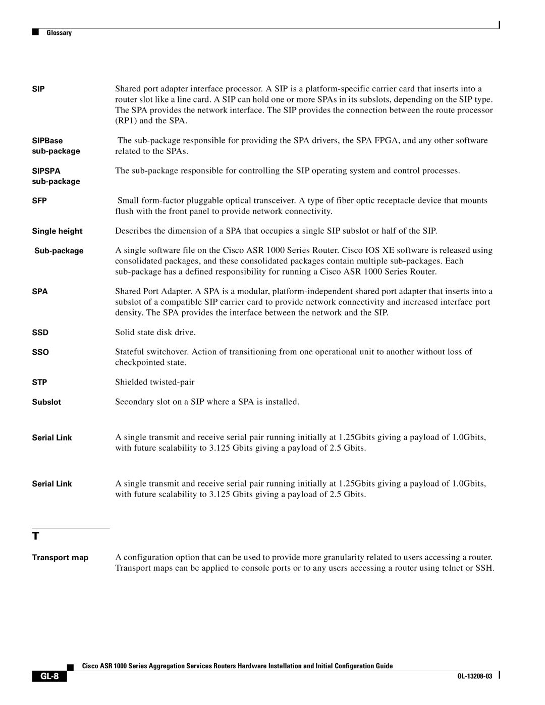 Cisco Systems ASR 1000 Series manual GL-8 