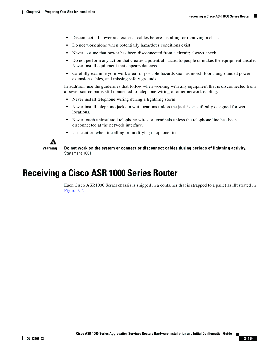 Cisco Systems manual Receiving a Cisco ASR 1000 Series Router 