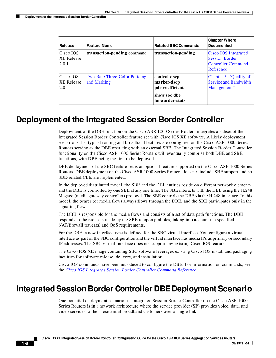 Cisco Systems ASR 1000 manual Deployment of the Integrated Session Border Controller, Transaction-pending command 