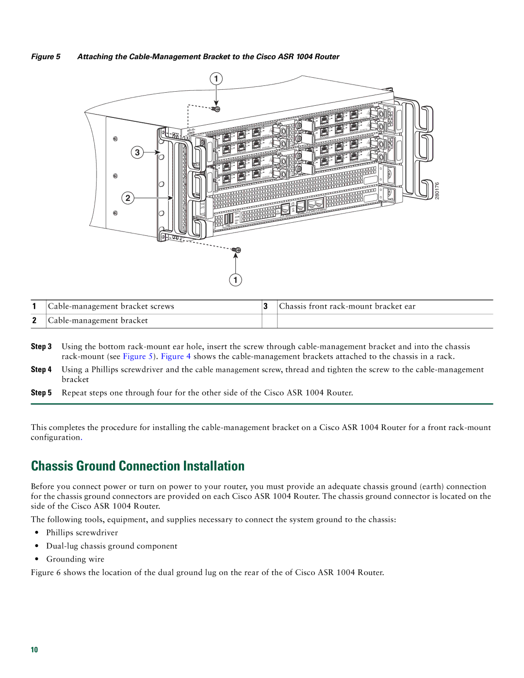 Cisco Systems ASR 1004 quick start Chassis Ground Connection Installation 