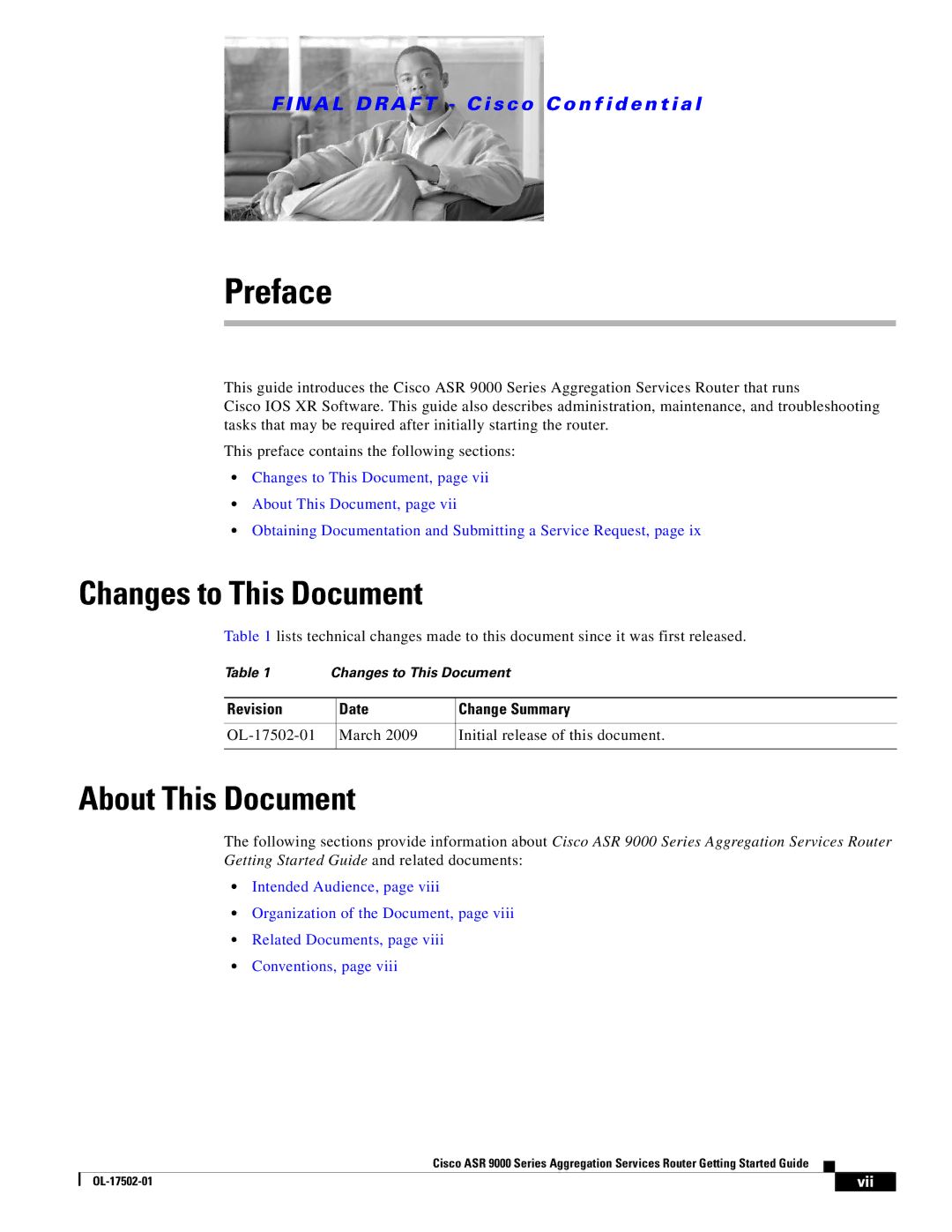 Cisco Systems A9KMOD80TR, ASR 9000 manual Changes to This Document, About This Document, Revision Date Change Summary 