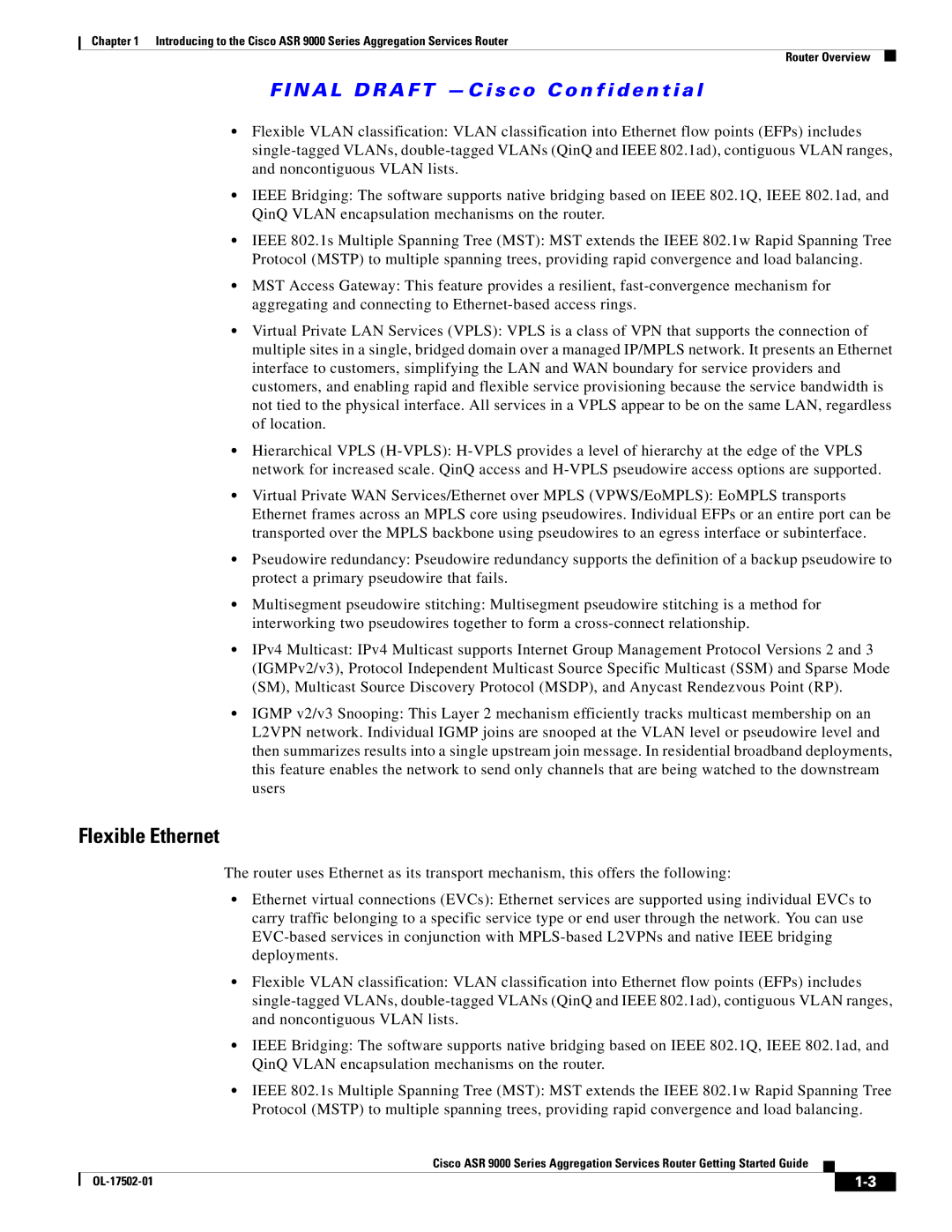 Cisco Systems A9KMOD80TR, ASR 9000, A9K24X10GETR manual Flexible Ethernet 