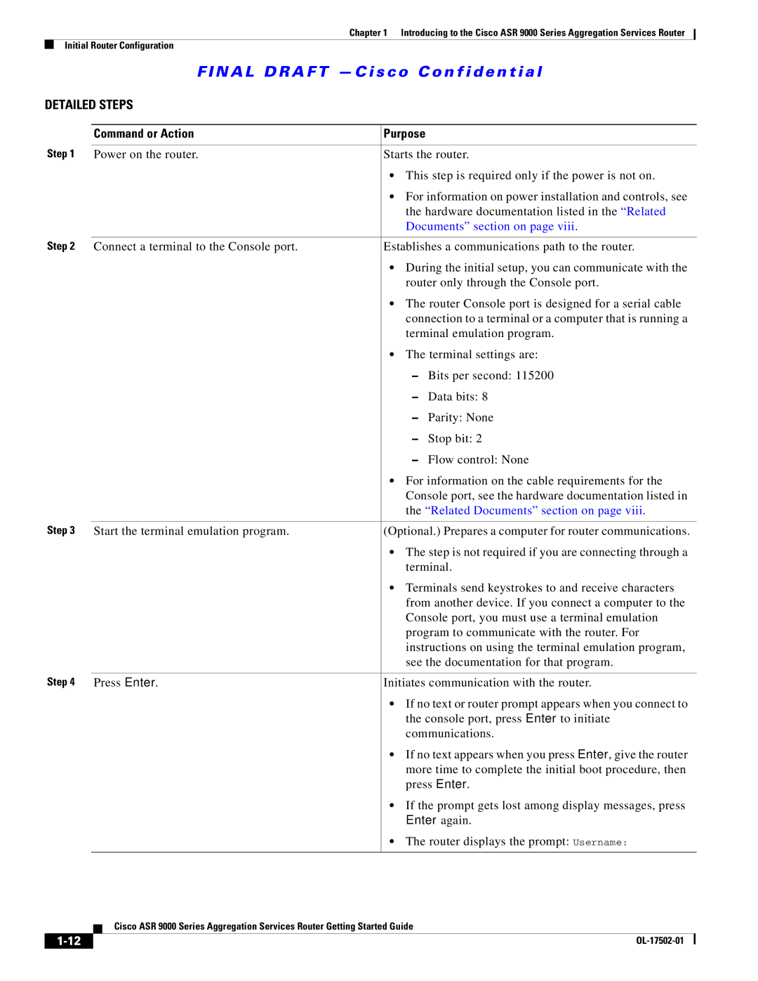 Cisco Systems A9KMOD80TR, ASR 9000, A9K24X10GETR manual Detailed Steps, Command or Action 