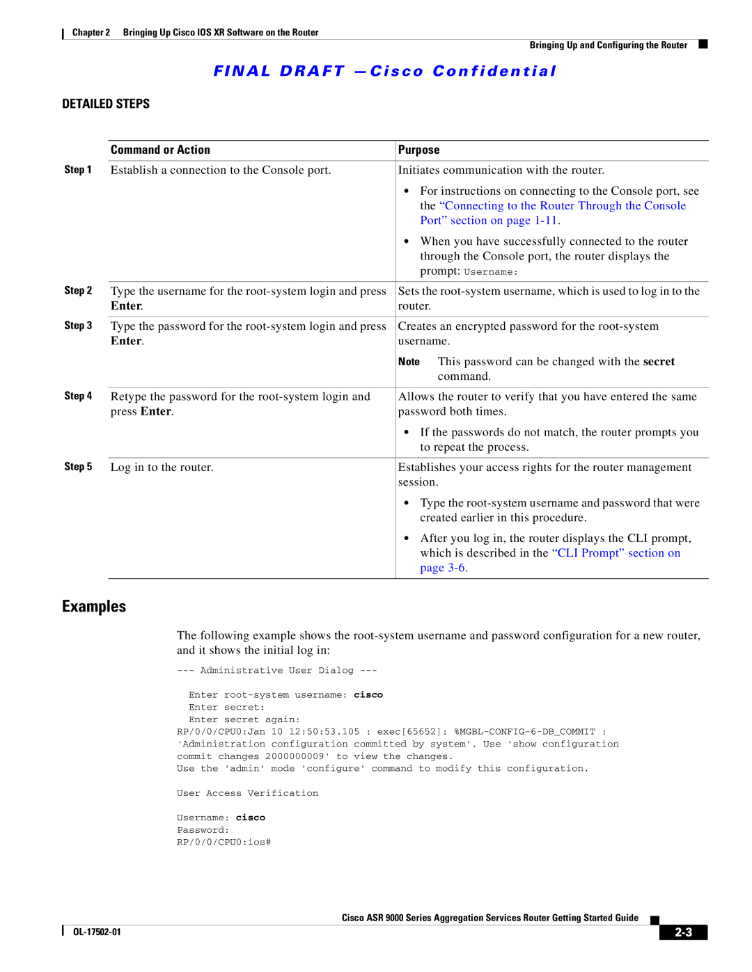 Cisco Systems A9K24X10GETR, ASR 9000, A9KMOD80TR manual Examples, Enter 