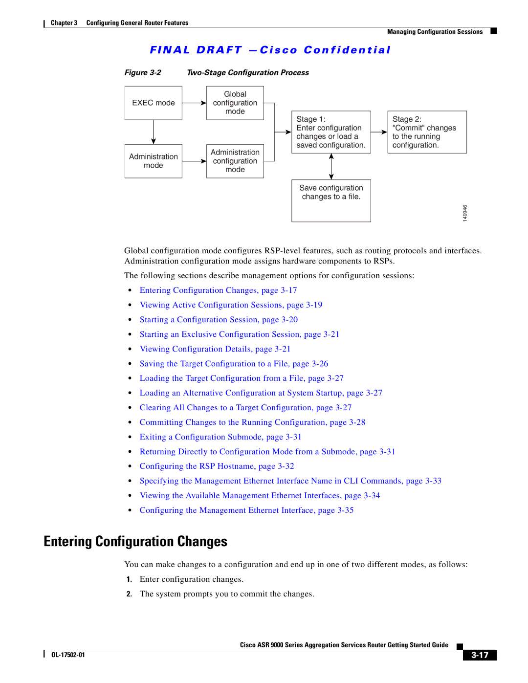 Cisco Systems A9KMOD80TR, ASR 9000, A9K24X10GETR manual Entering Configuration Changes, Two-Stage Configuration Process 