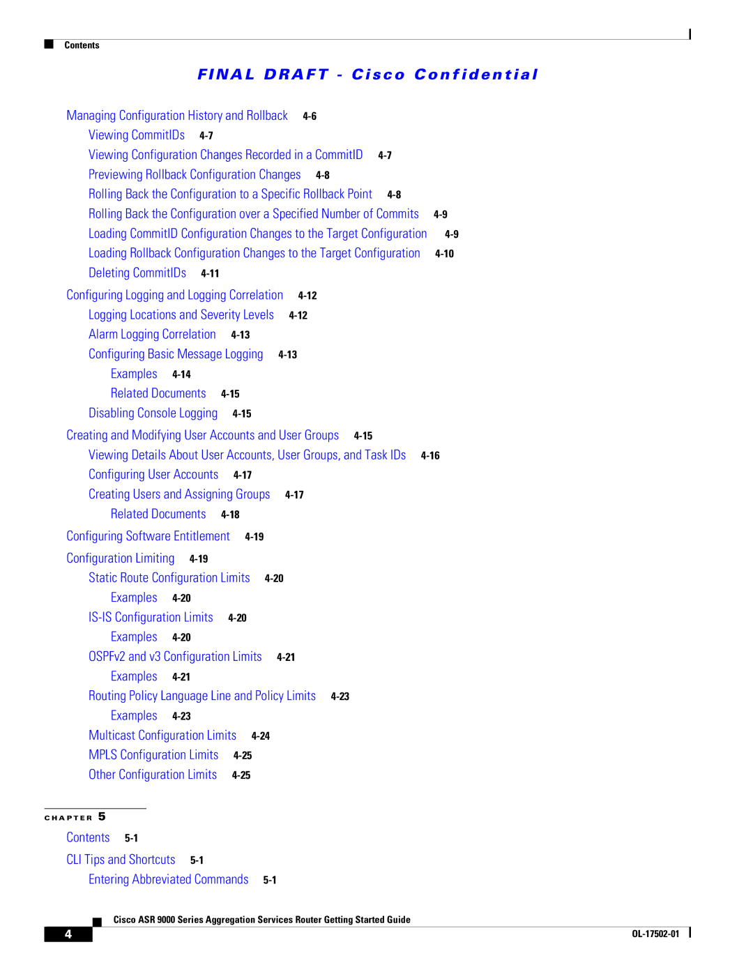 Cisco Systems ASR 9000, A9K24X10GETR, A9KMOD80TR manual Previewing Rollback Configuration Changes 