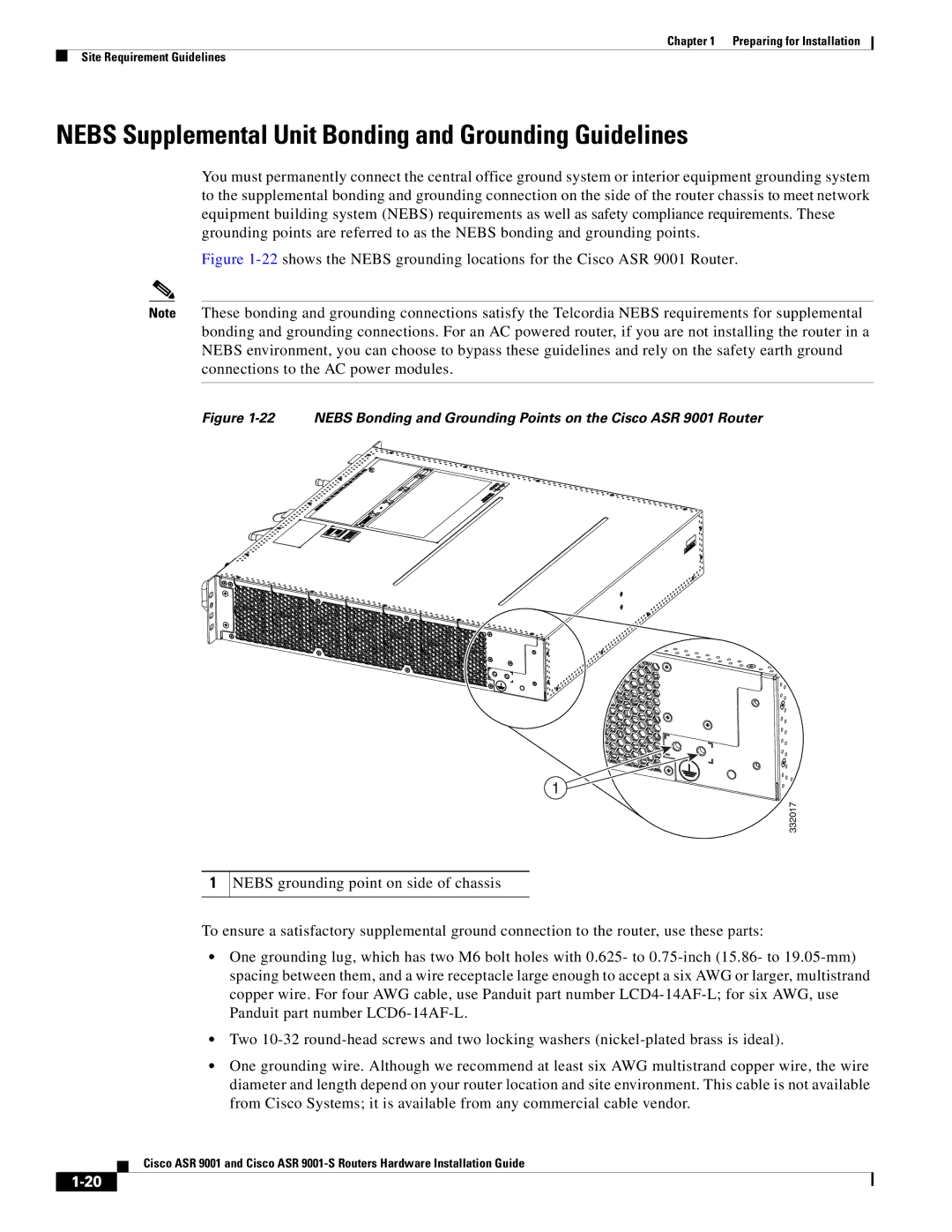 Cisco Systems ASR 9001-S manual Nebs Supplemental Unit Bonding and Grounding Guidelines 