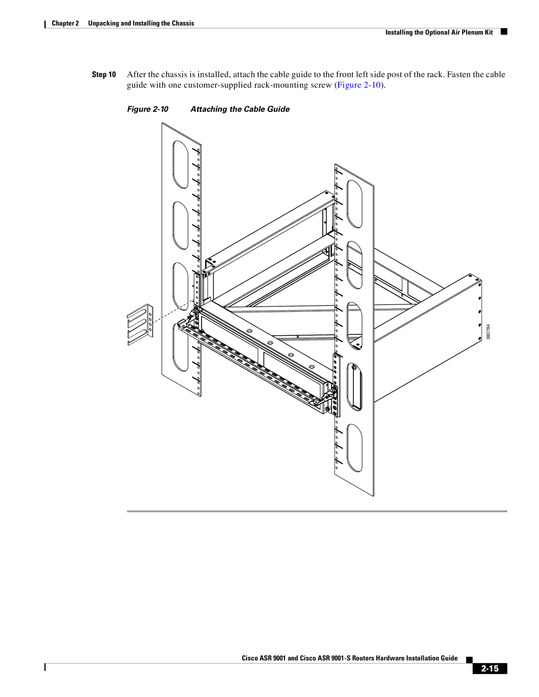 Cisco Systems ASR 9001-S manual Attaching the Cable Guide 