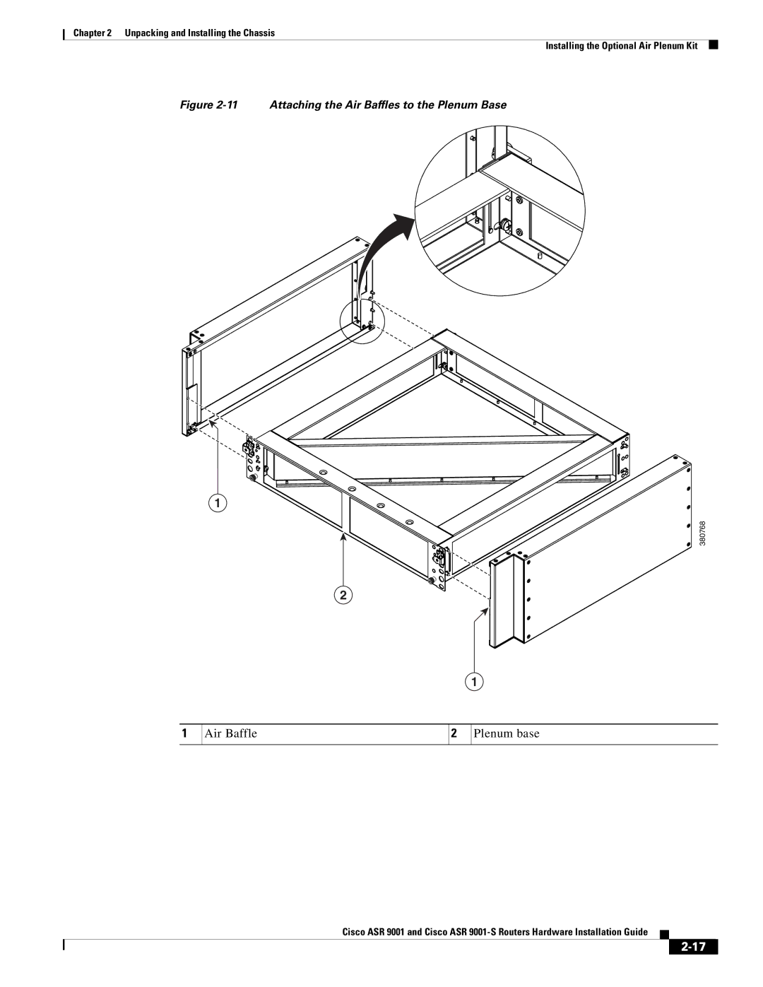 Cisco Systems ASR 9001-S manual Air Baffle Plenum base 