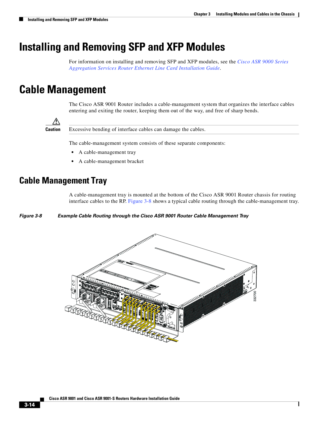 Cisco Systems ASR 9001-S manual Installing and Removing SFP and XFP Modules, Cable Management Tray 