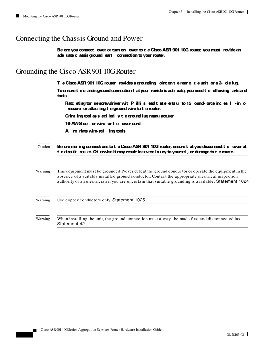 Cisco Systems manual Connecting the Chassis Ground and Power, Grounding the Cisco ASR 901 10G Router 