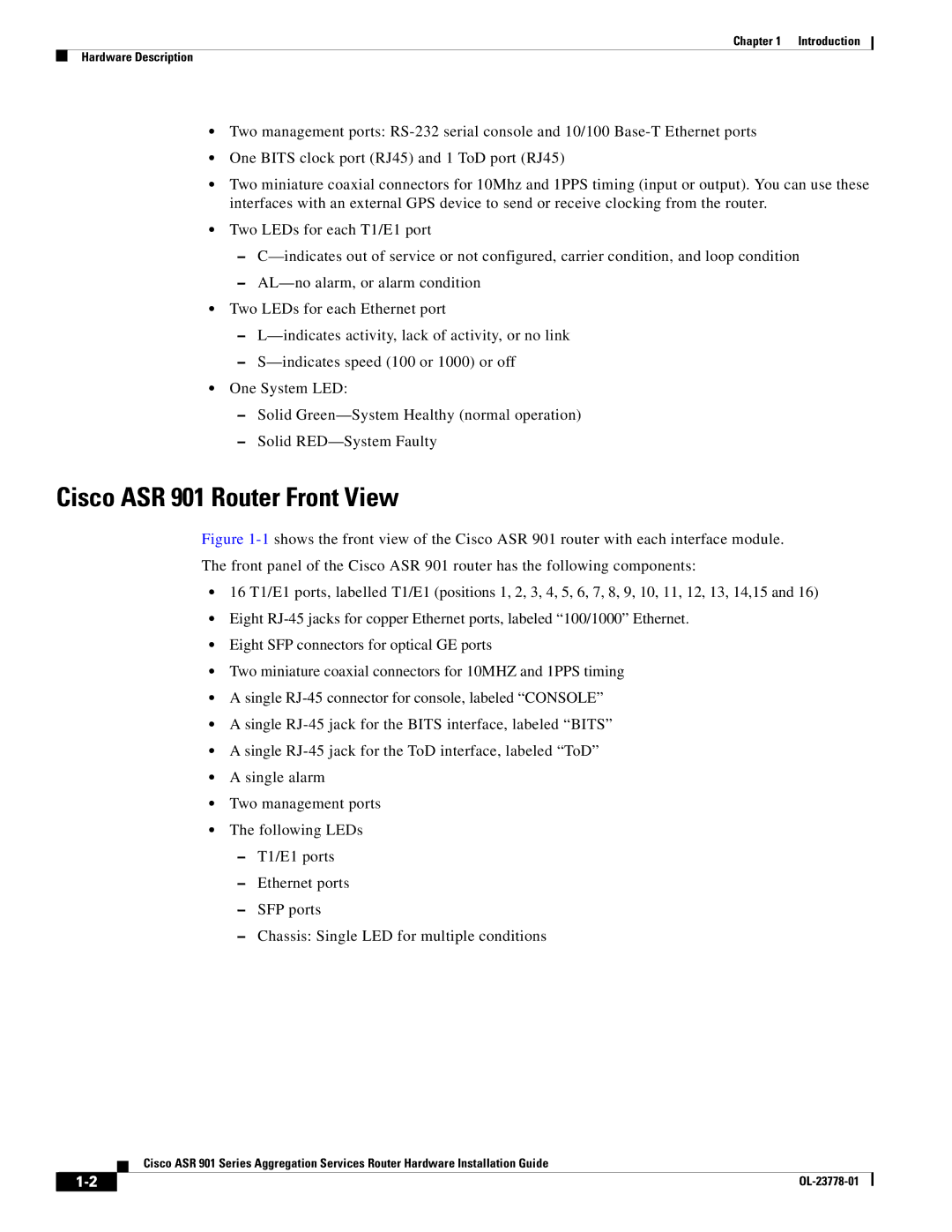 Cisco Systems ASR 9014CFD, A9014CFD manual Cisco ASR 901 Router Front View 