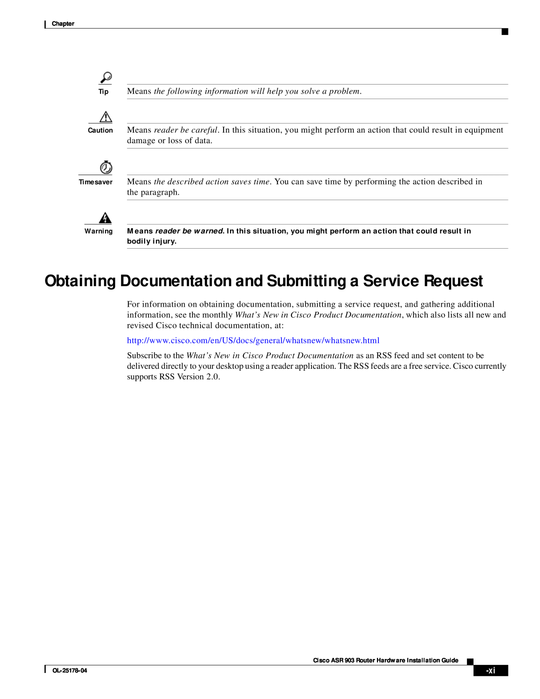 Cisco Systems ASR 903 manual Obtaining Documentation and Submitting a Service Request 