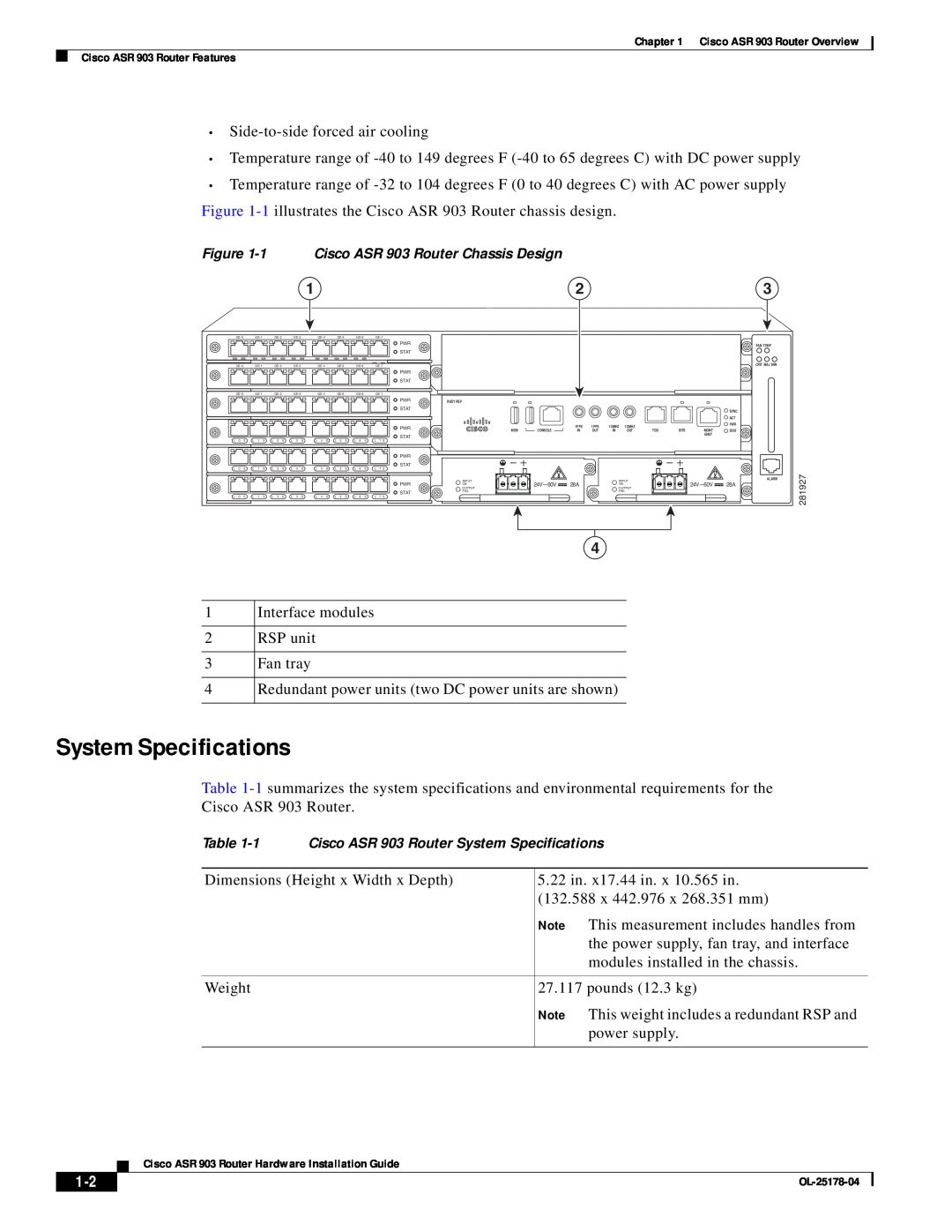 Cisco Systems ASR 903 manual System Specifications, Interface modules 