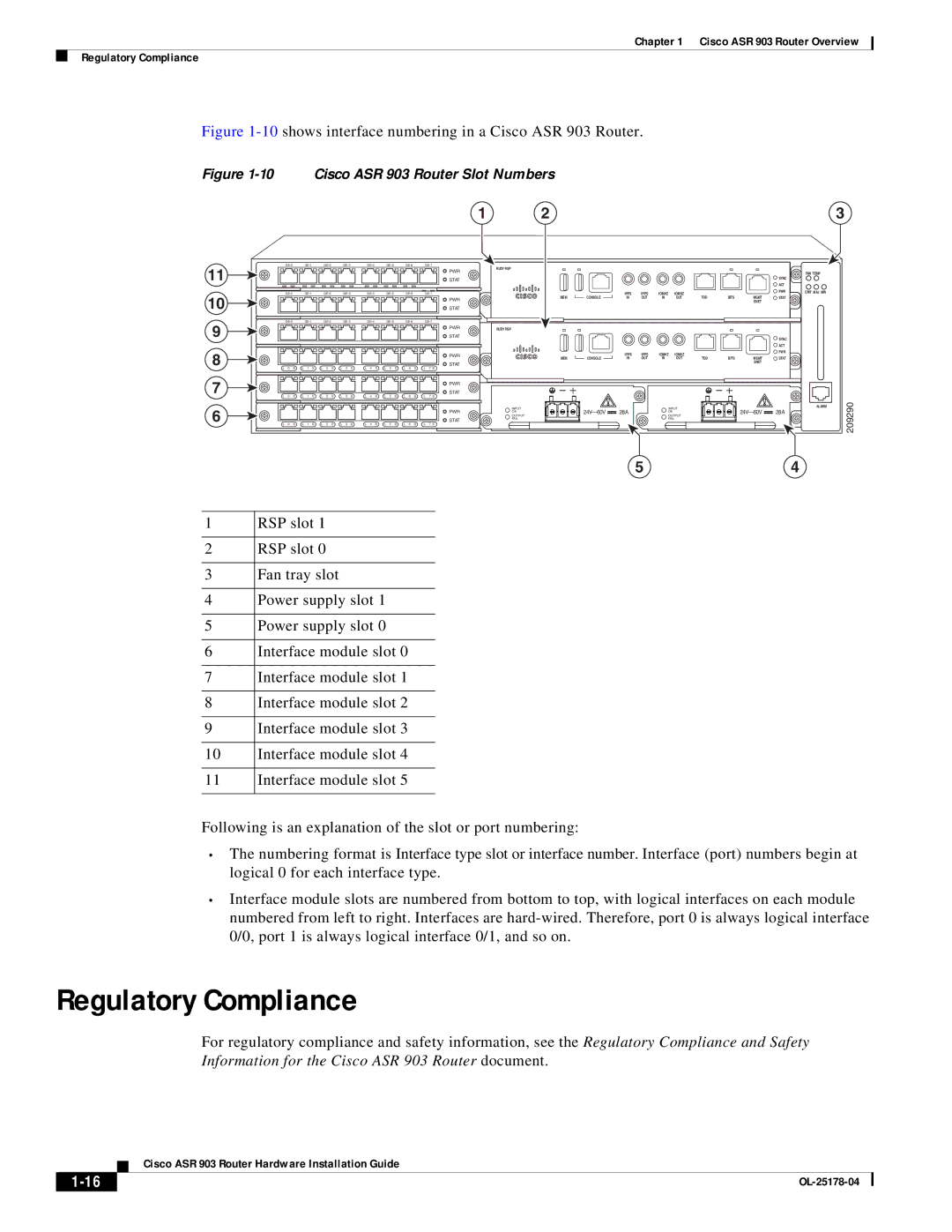 Cisco Systems manual Cisco ASR 903 Router Overview Regulatory Compliance 