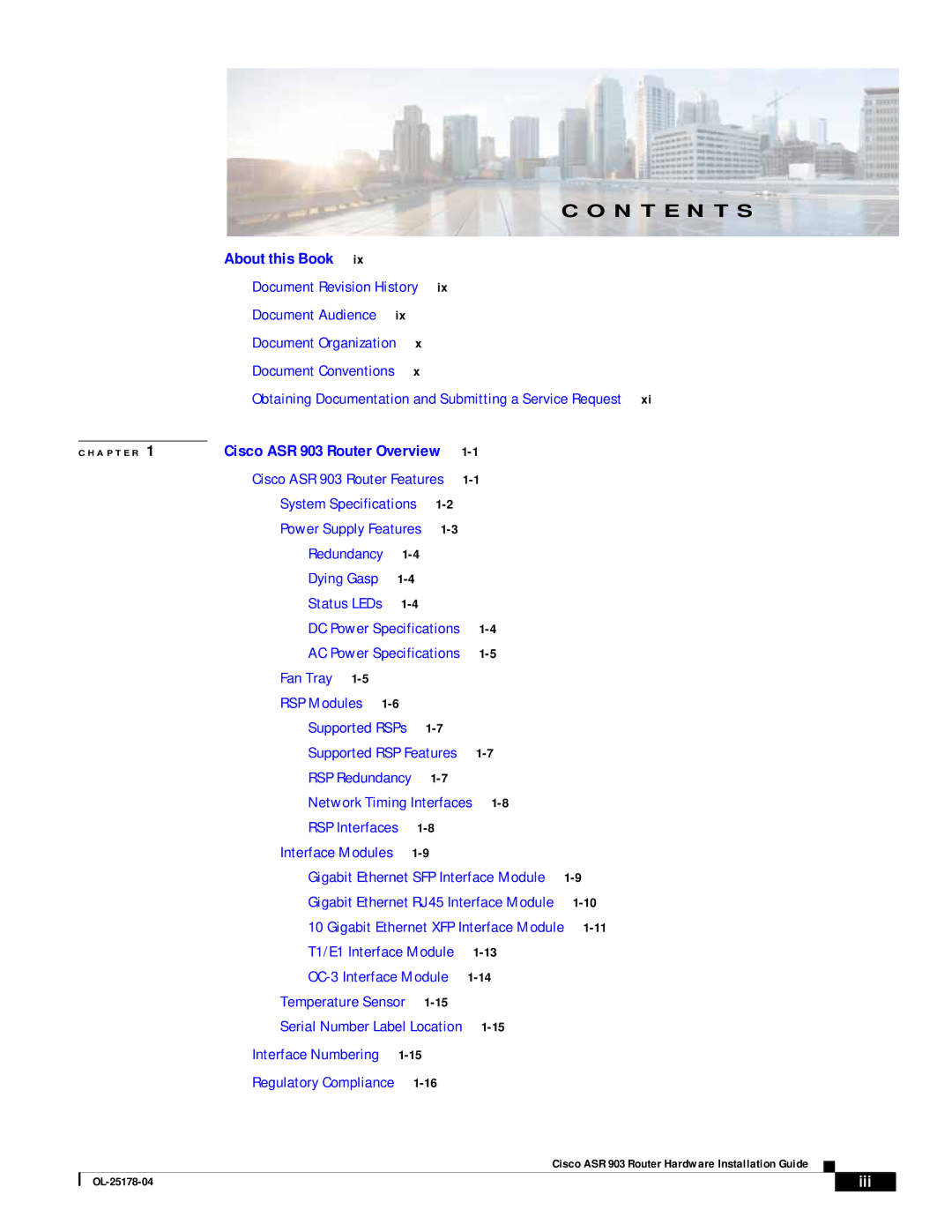 Cisco Systems ASR 903 manual N T E N T S 