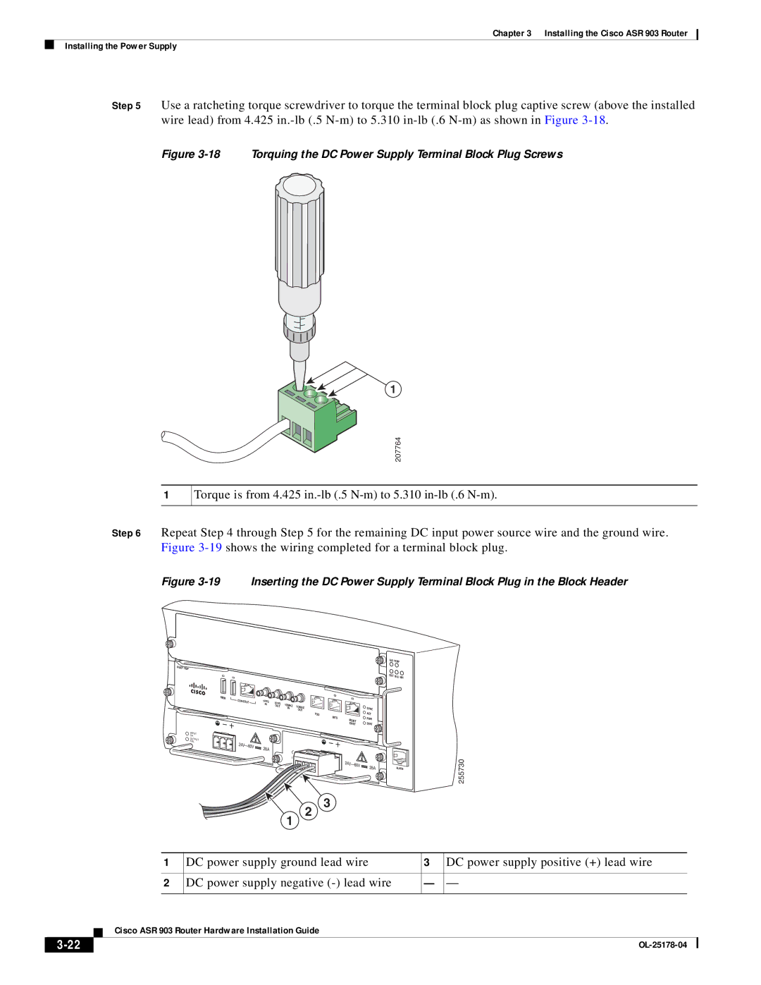 Cisco Systems ASR 903 manual Torquing the DC Power Supply Terminal Block Plug Screws 