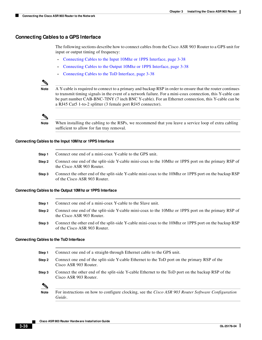 Cisco Systems ASR 903 manual Connecting Cables to a GPS Interface, Connecting Cables to the Input 10Mhz or 1PPS Interface 