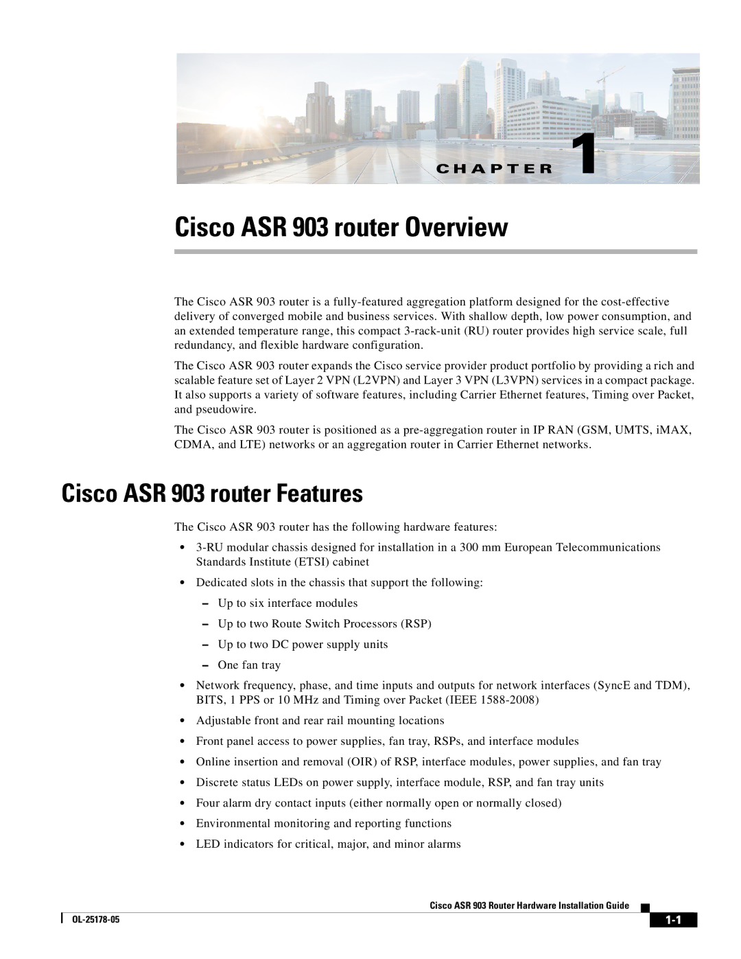 Cisco Systems manual Cisco ASR 903 router Features, A P T E R 