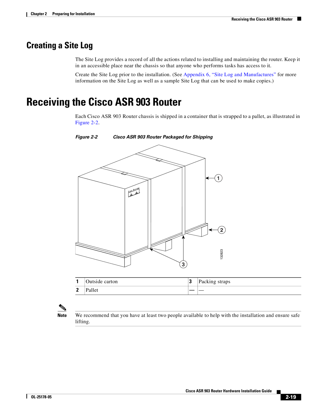 Cisco Systems manual Receiving the Cisco ASR 903 Router, Creating a Site Log 