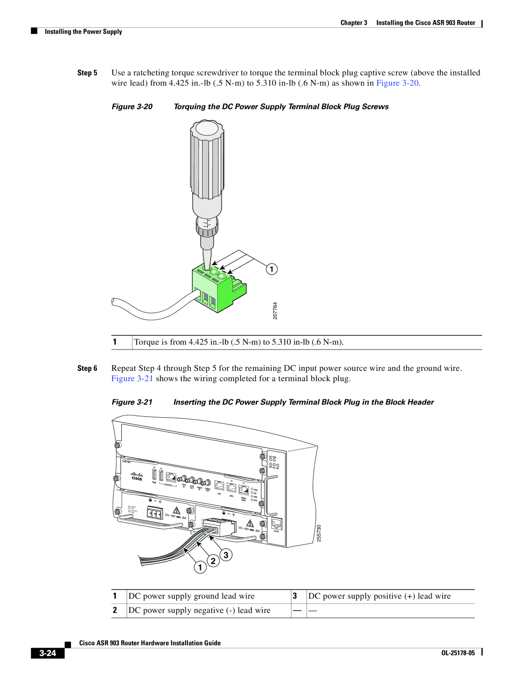 Cisco Systems ASR 903 manual Torquing the DC Power Supply Terminal Block Plug Screws 