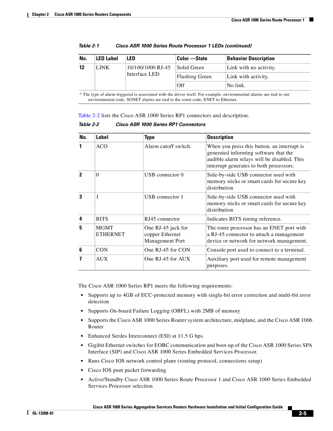 Cisco Systems ASR1000 manual Label Type Description 