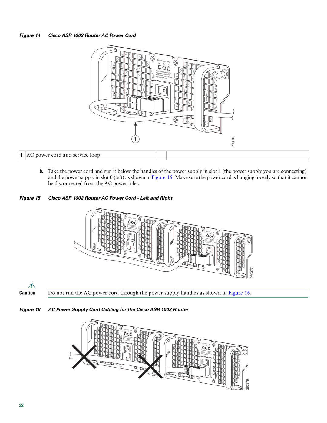 Cisco Systems ASR1002 quick start AC power cord and service loop 