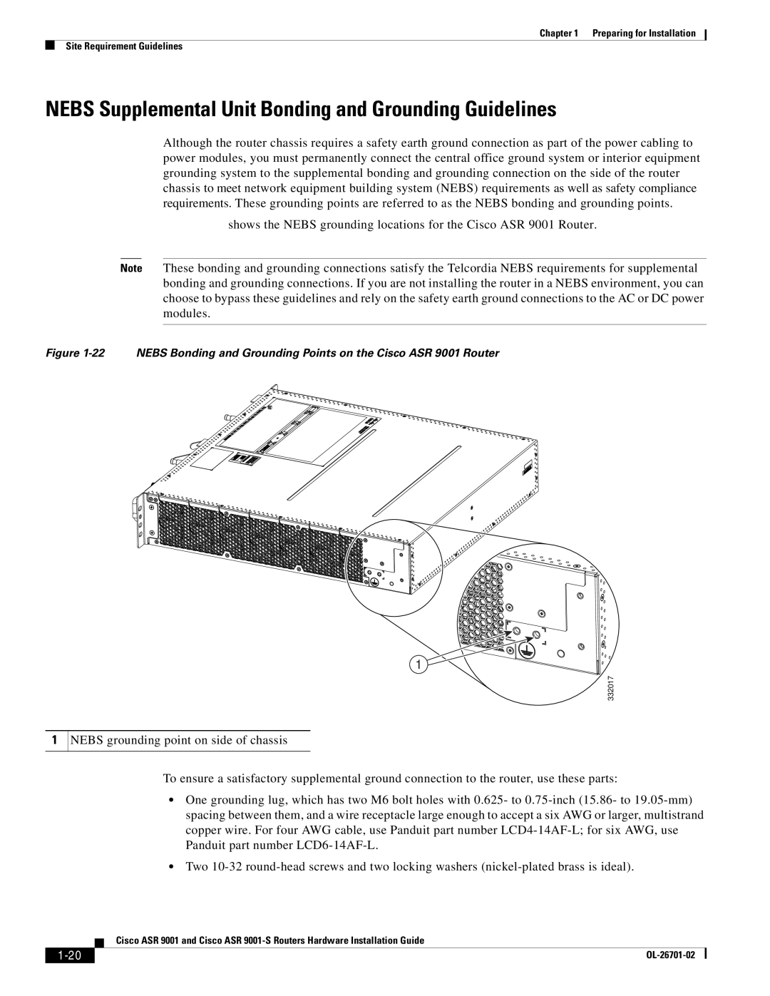 Cisco Systems 9001S, ASR9001s manual Nebs Supplemental Unit Bonding and Grounding Guidelines 