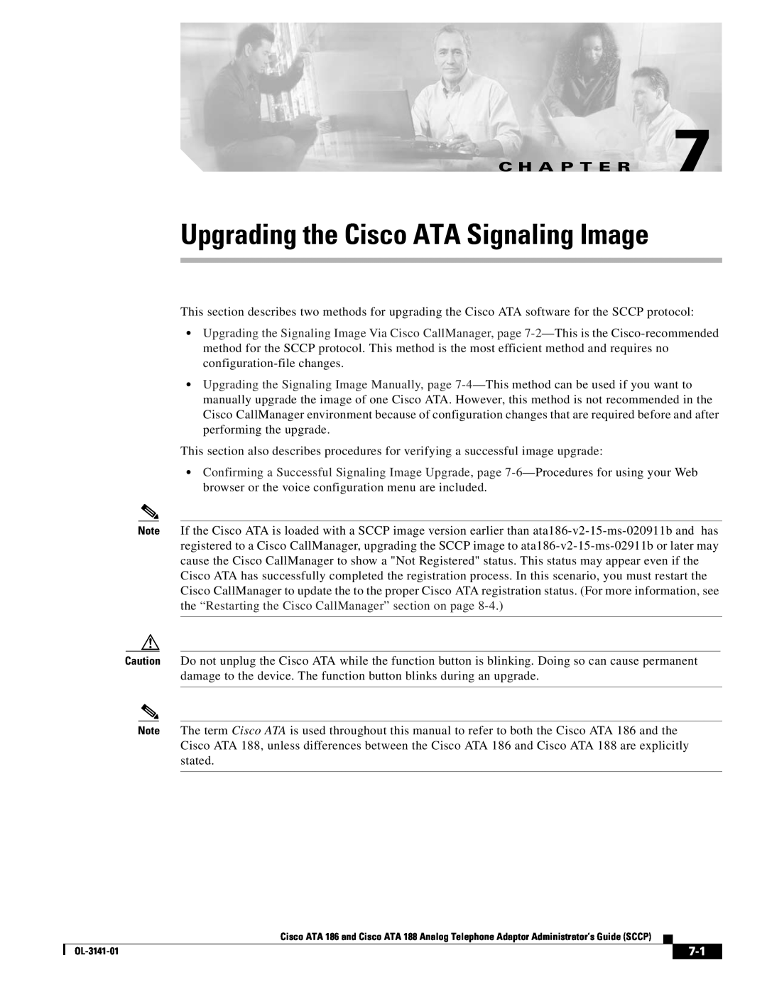 Cisco Systems ATA 188, ATA 186 manual Upgrading the Cisco ATA Signaling Image, C H A P T E R 