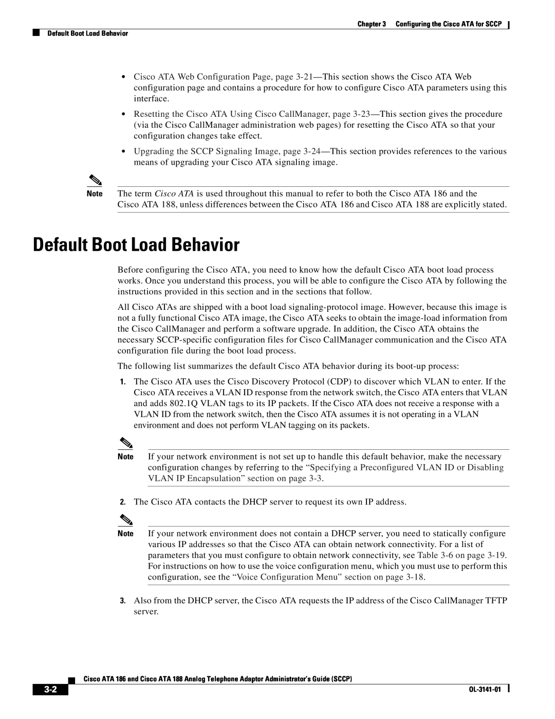 Cisco Systems ATA 186, ATA 188 manual Default Boot Load Behavior 
