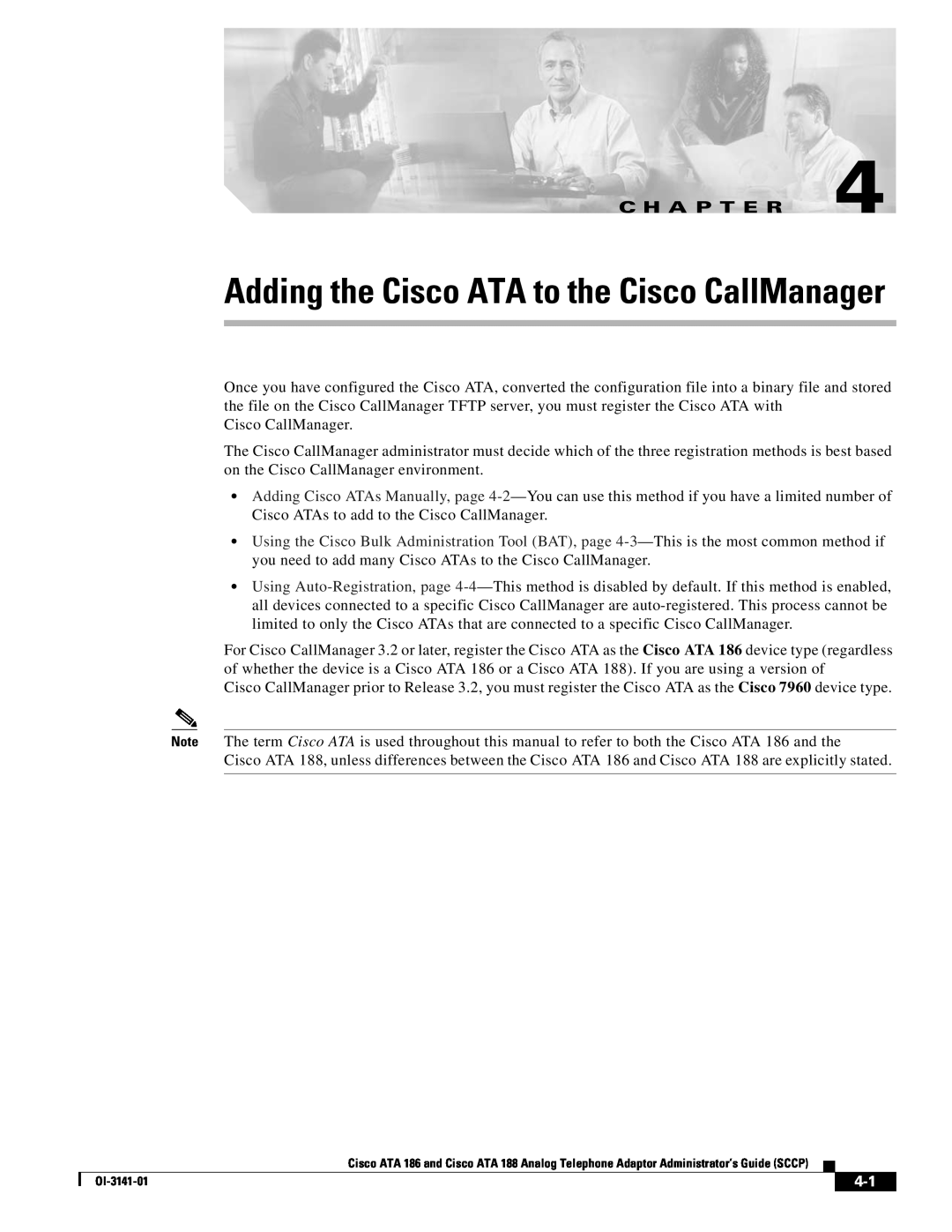 Cisco Systems ATA 188, ATA 186 manual Adding the Cisco ATA to the Cisco CallManager, C H A P T E R 
