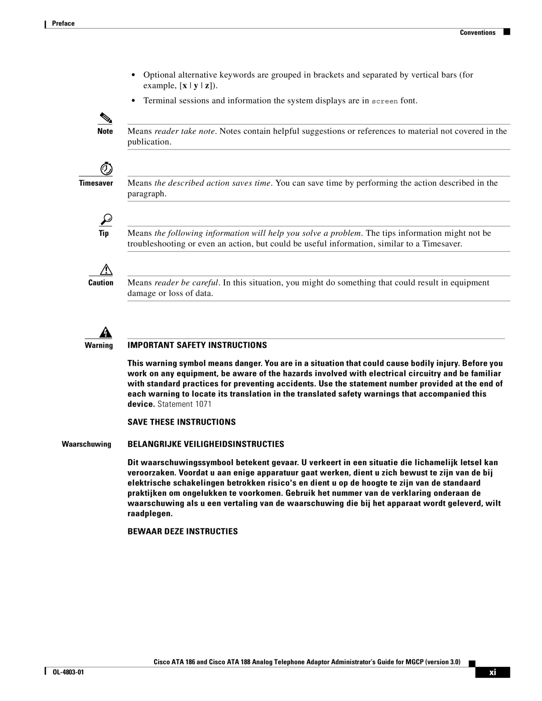 Cisco Systems ATA 188, ATA 186 manual Bewaar Deze Instructies 