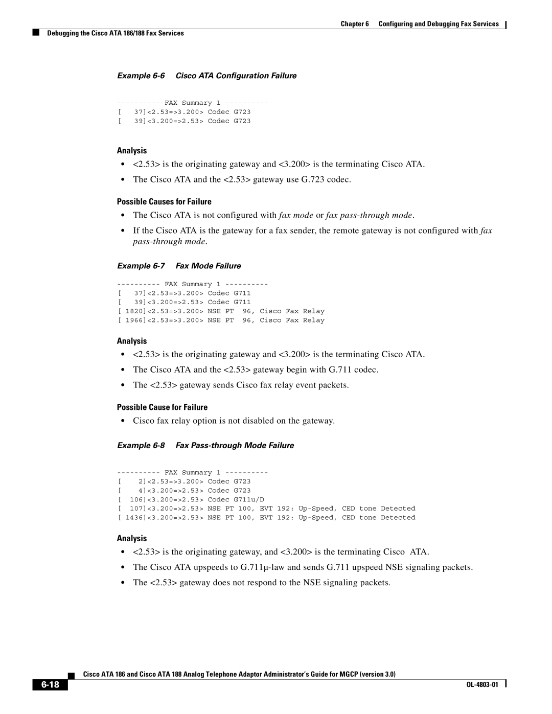 Cisco Systems ATA 186, ATA 188 manual Possible Causes for Failure, Possible Cause for Failure 