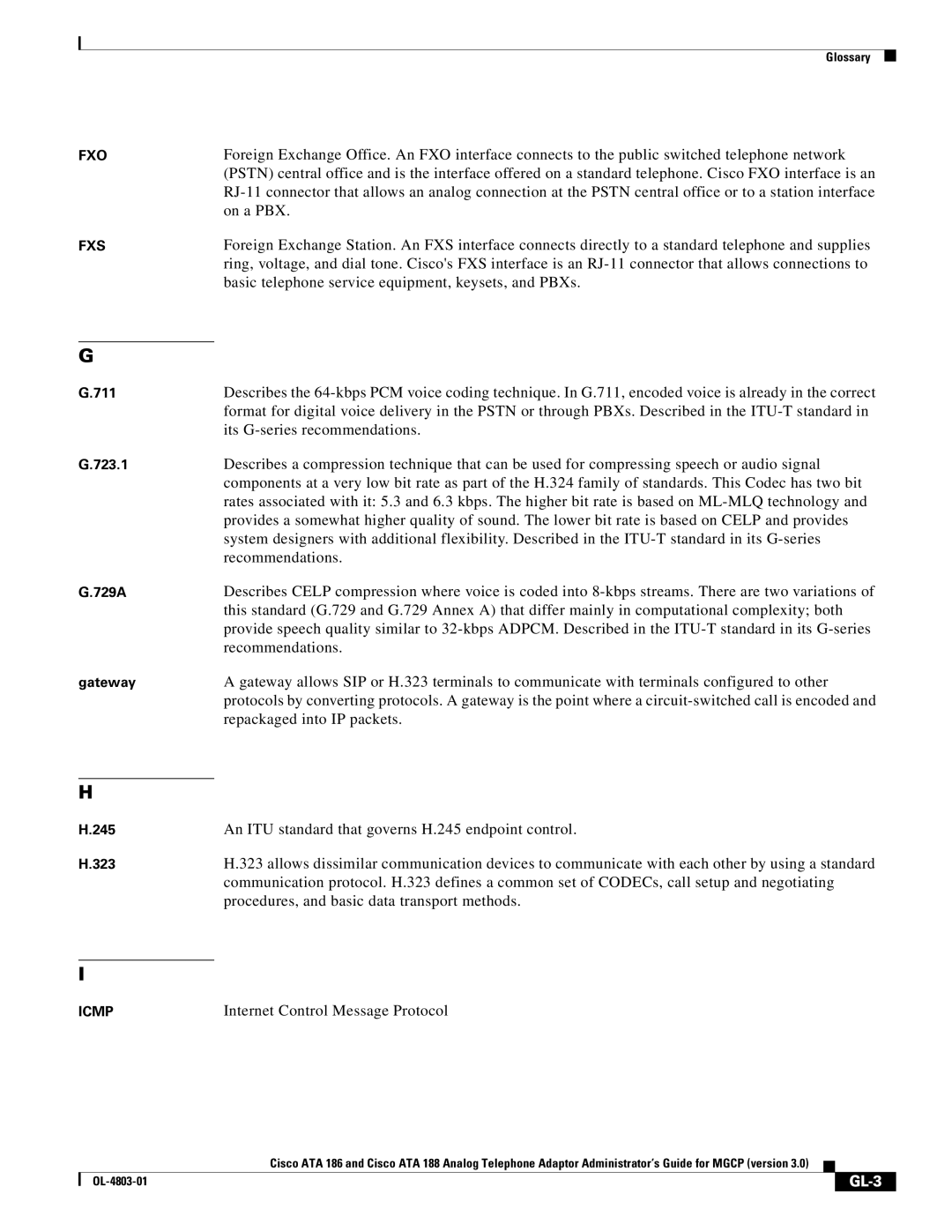 Cisco Systems ATA 188, ATA 186 manual GL-3 