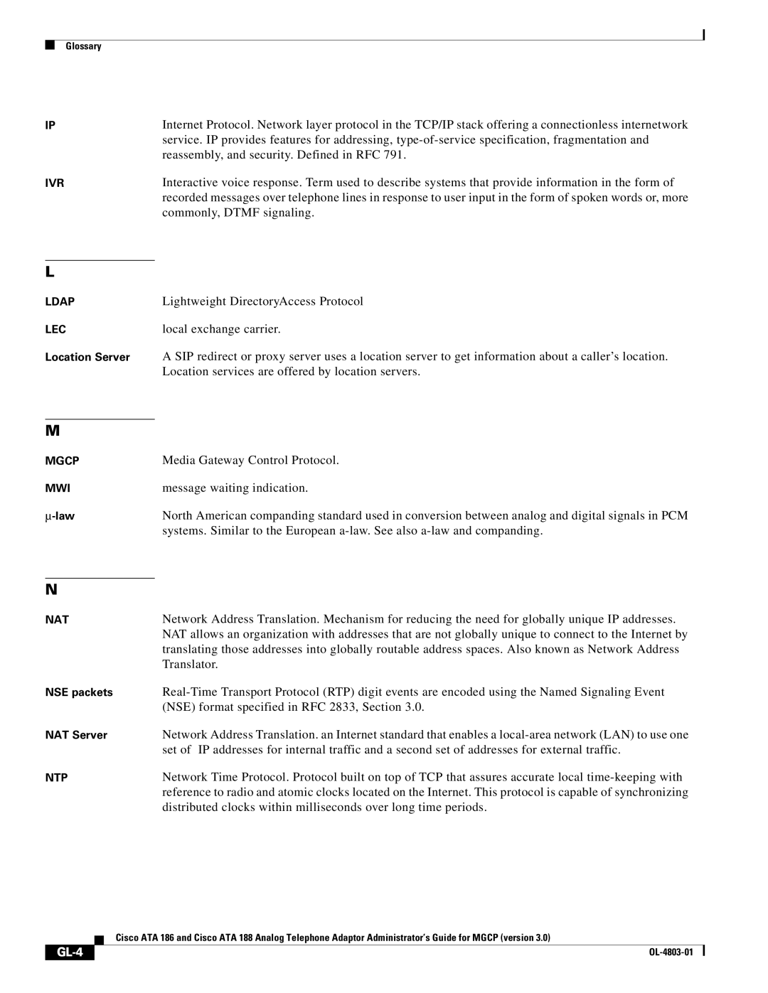 Cisco Systems ATA 186, ATA 188 manual GL-4 