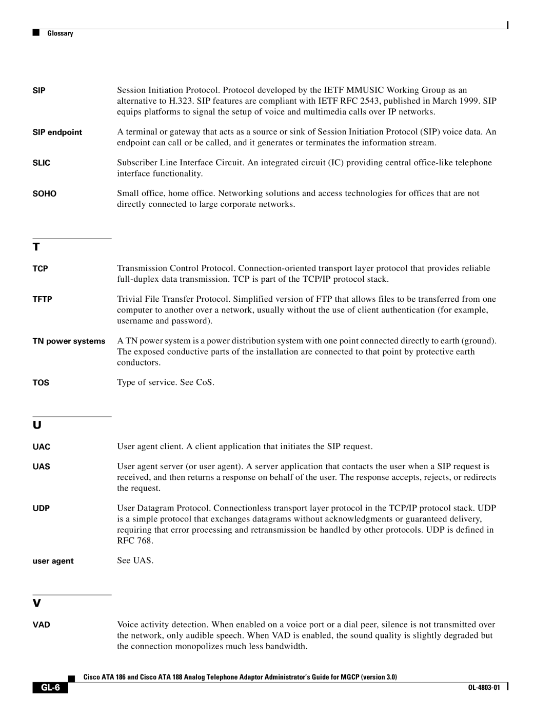 Cisco Systems ATA 186, ATA 188 manual GL-6 