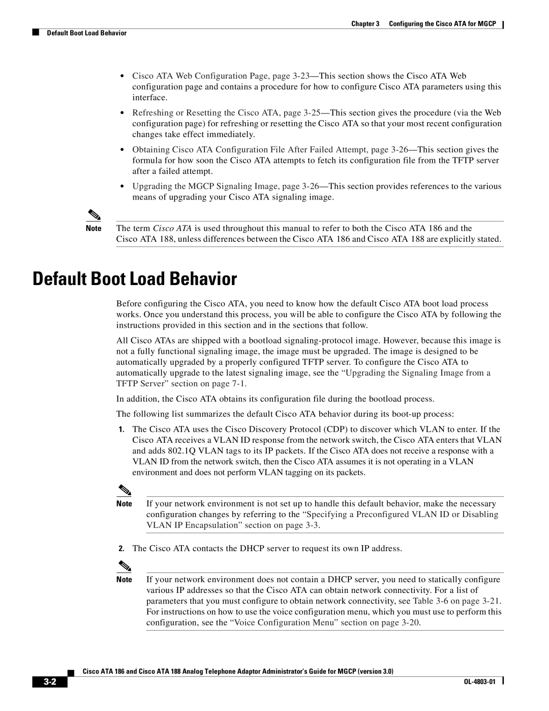 Cisco Systems ATA 186, ATA 188 manual Default Boot Load Behavior 