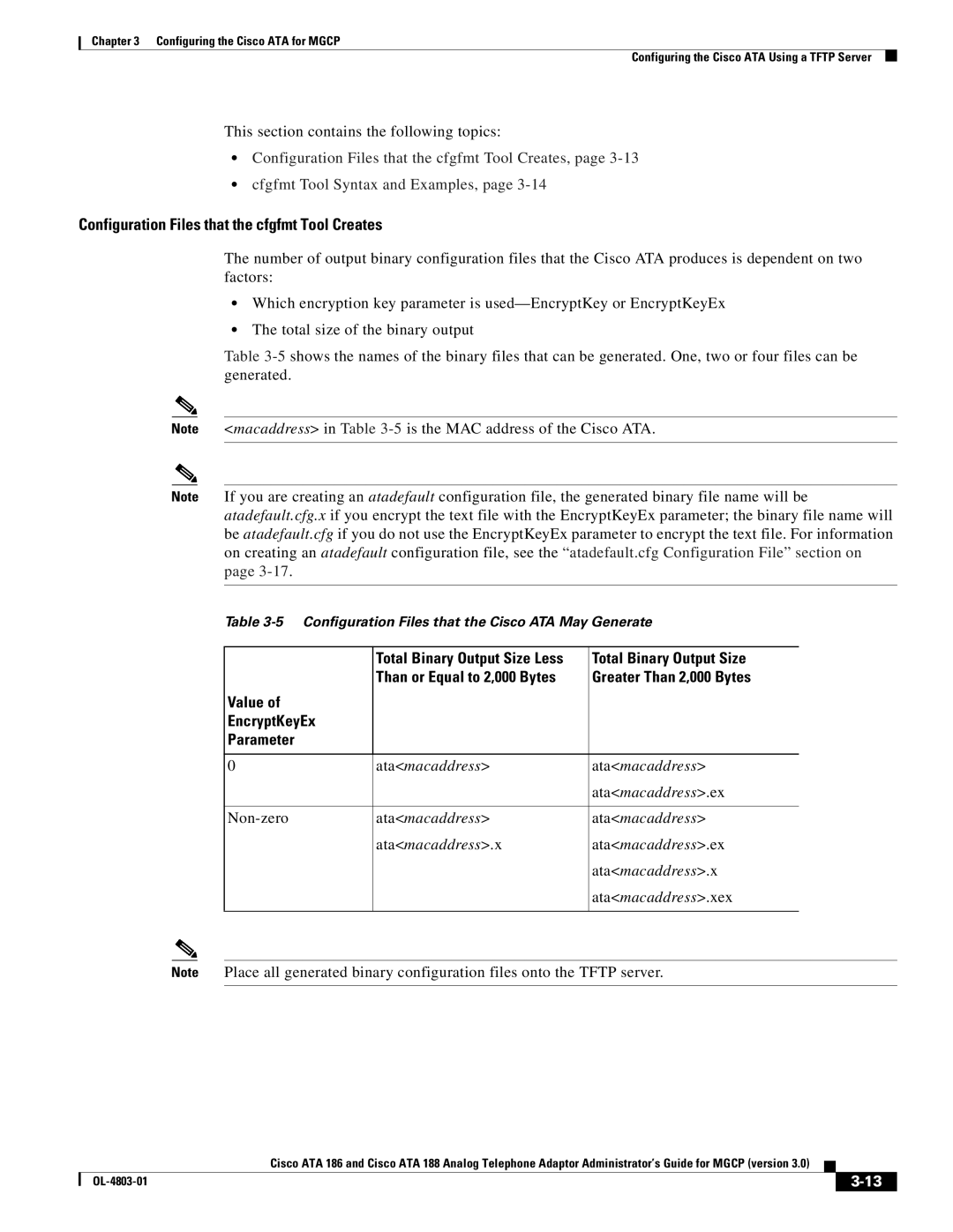 Cisco Systems ATA 188, ATA 186 manual Total Binary Output Size, Non-zero 