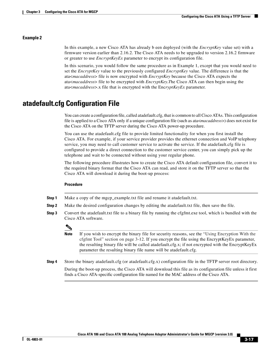 Cisco Systems ATA 188, ATA 186 manual Atadefault.cfg Configuration File 