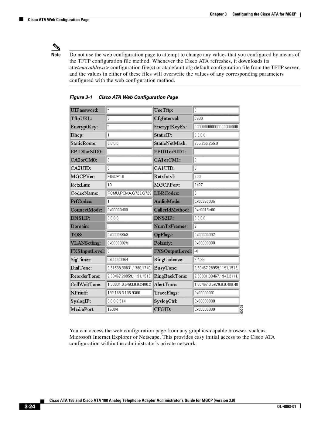 Cisco Systems ATA 186, ATA 188 manual Cisco ATA Web Configuration 