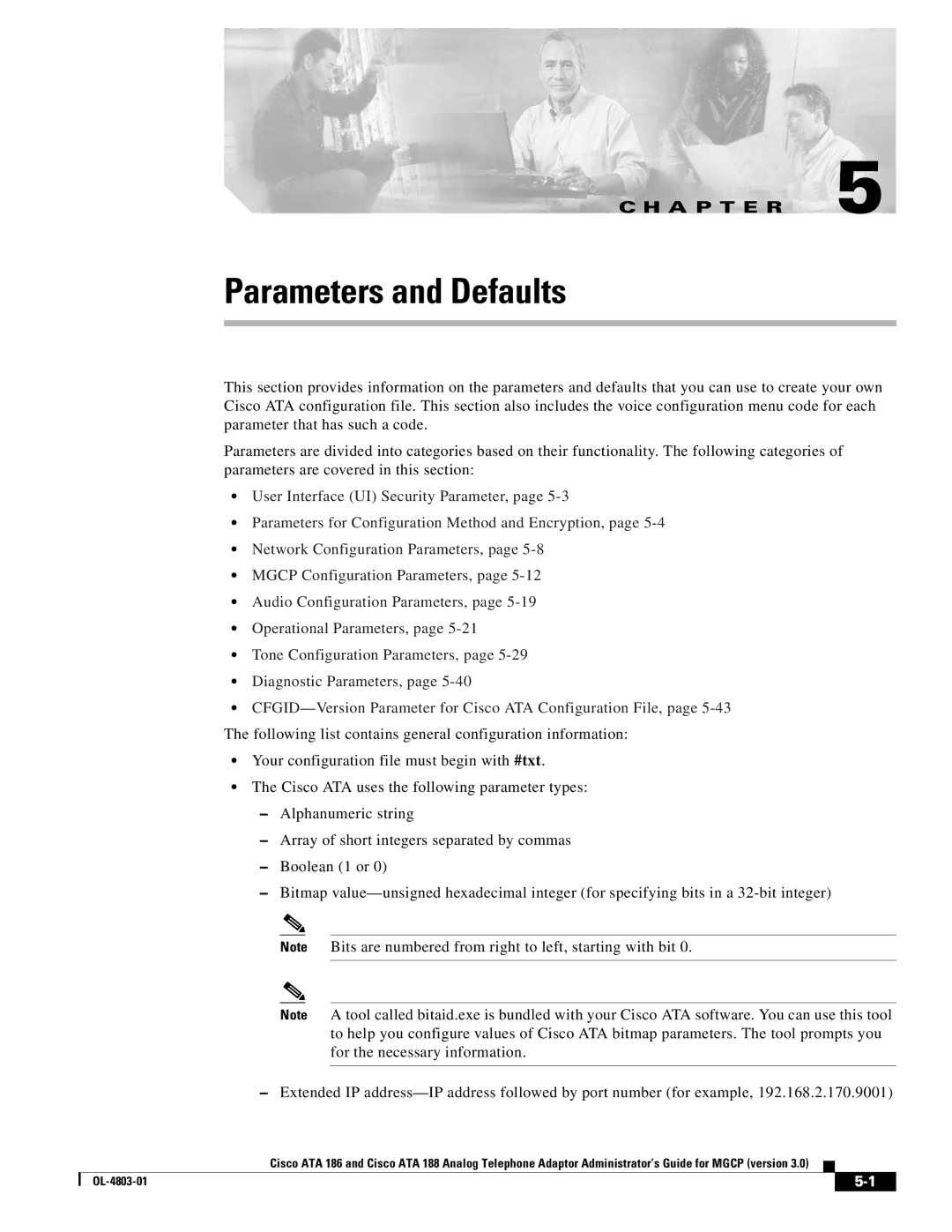 Cisco Systems ATA 188, ATA 186 manual Parameters and Defaults 