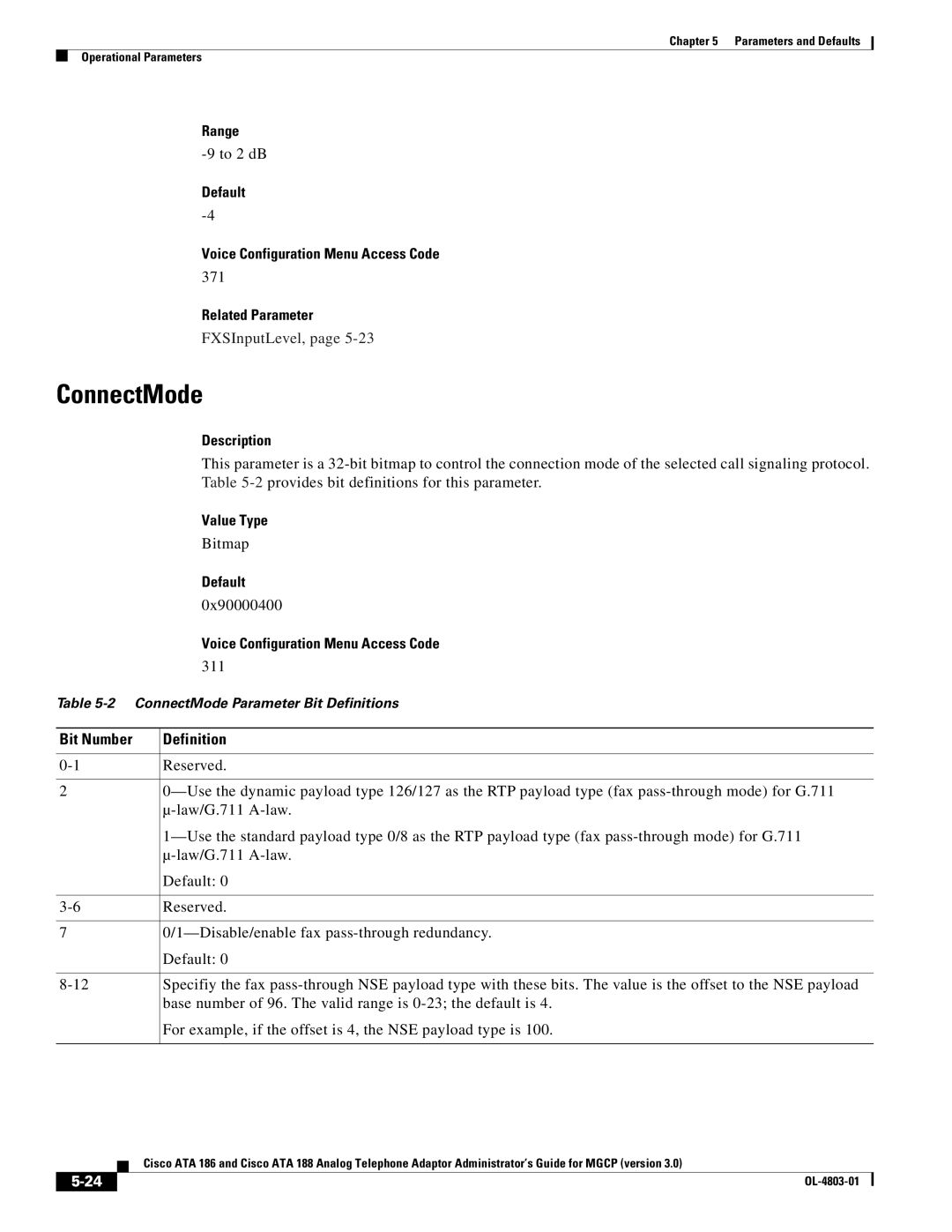 Cisco Systems ATA 186, ATA 188 manual ConnectMode, 371, 0x90000400, 311 