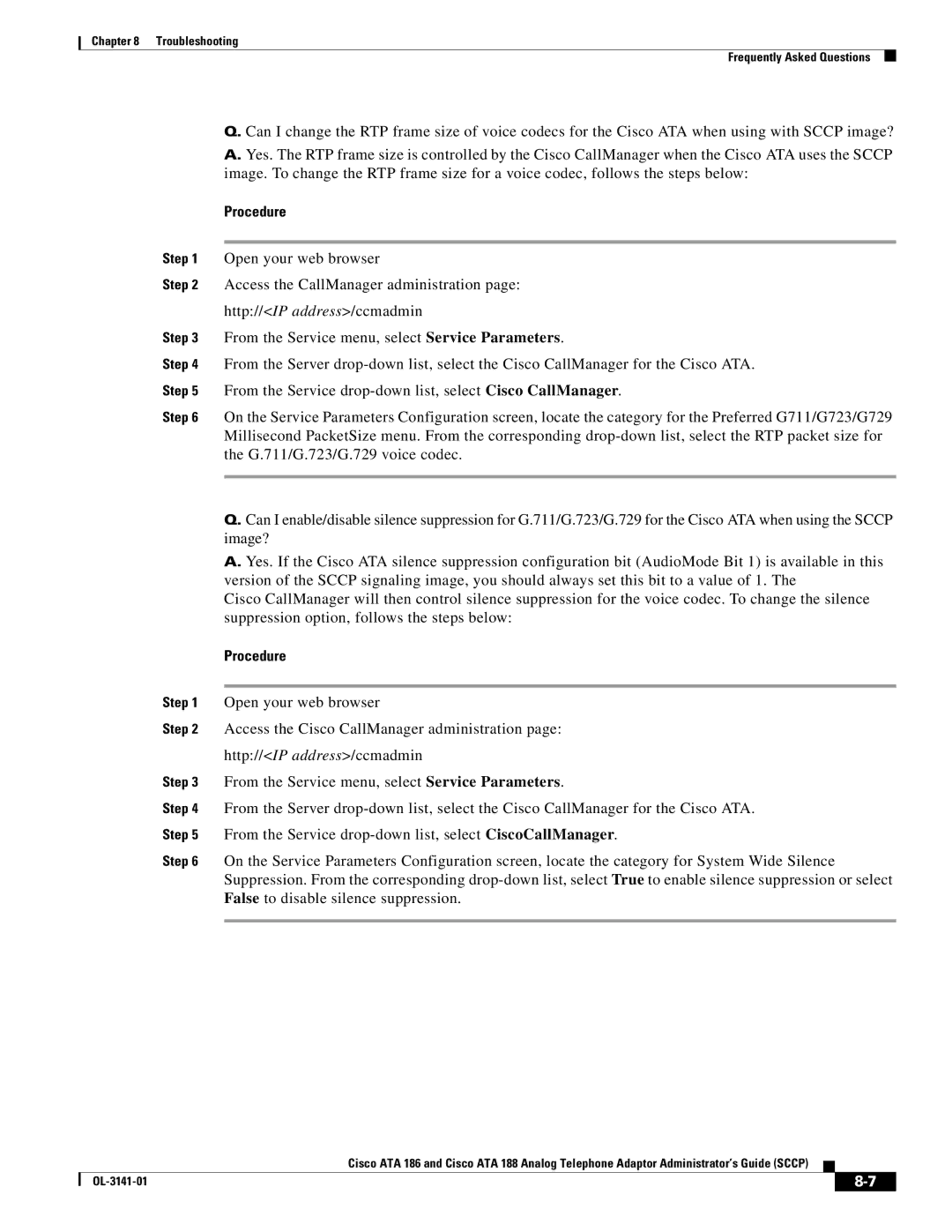 Cisco Systems ATA 188, ATA 186 manual Procedure 