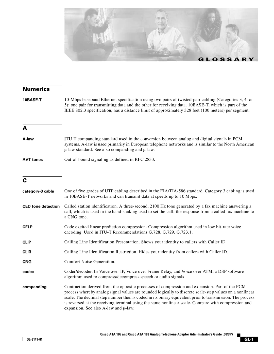 Cisco Systems ATA 188, ATA 186 manual GL-1 